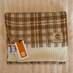 Timberland Tan and Cream Checkered Scarf